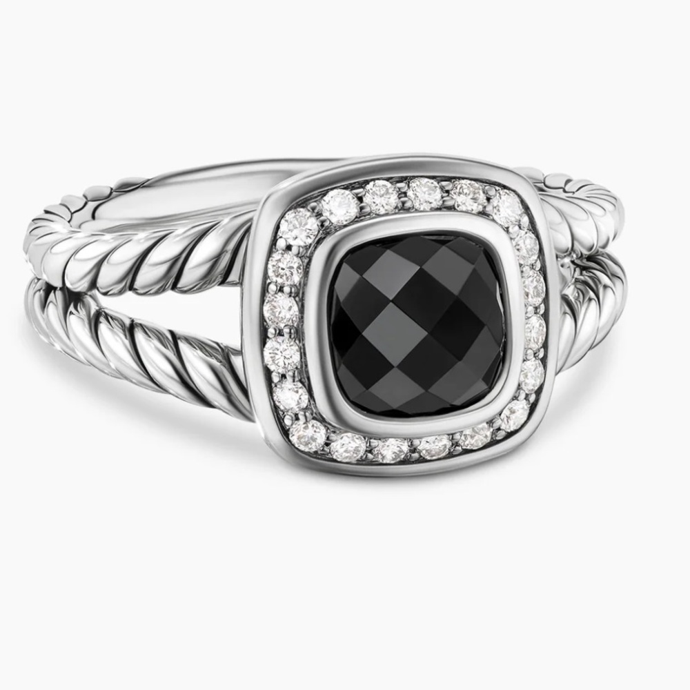 David Yurman Petite Albion Ring Black Onyx color. DY 925 style